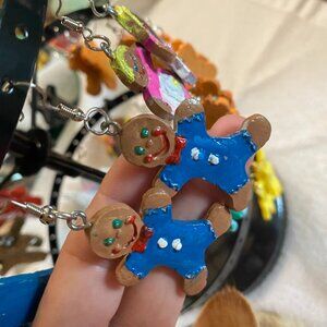 Handpainted and crafted Gingerbread clay earrings